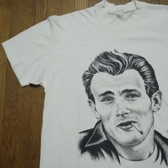 Vintage James Dean 80s Portrait Rare T-Shirt XL Stedman 1987 Movie Star Cigs Tees - Short Sleeve